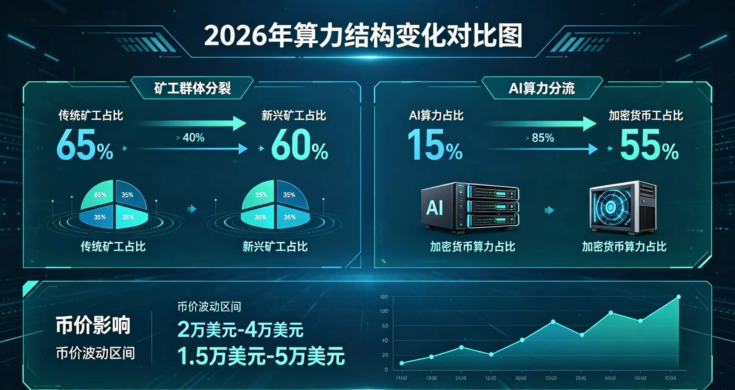2026 年算力结构变化，呈现矿工群体分裂和 AI 算力分流对币价的影响