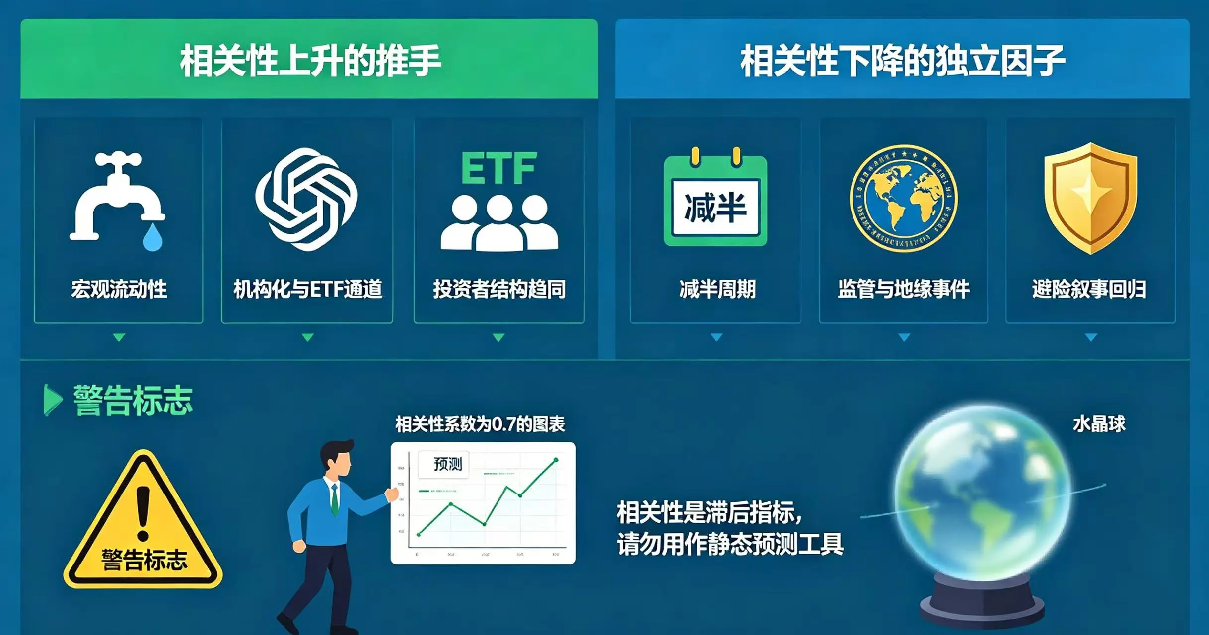 相关性系数驱动因素与误用示意图