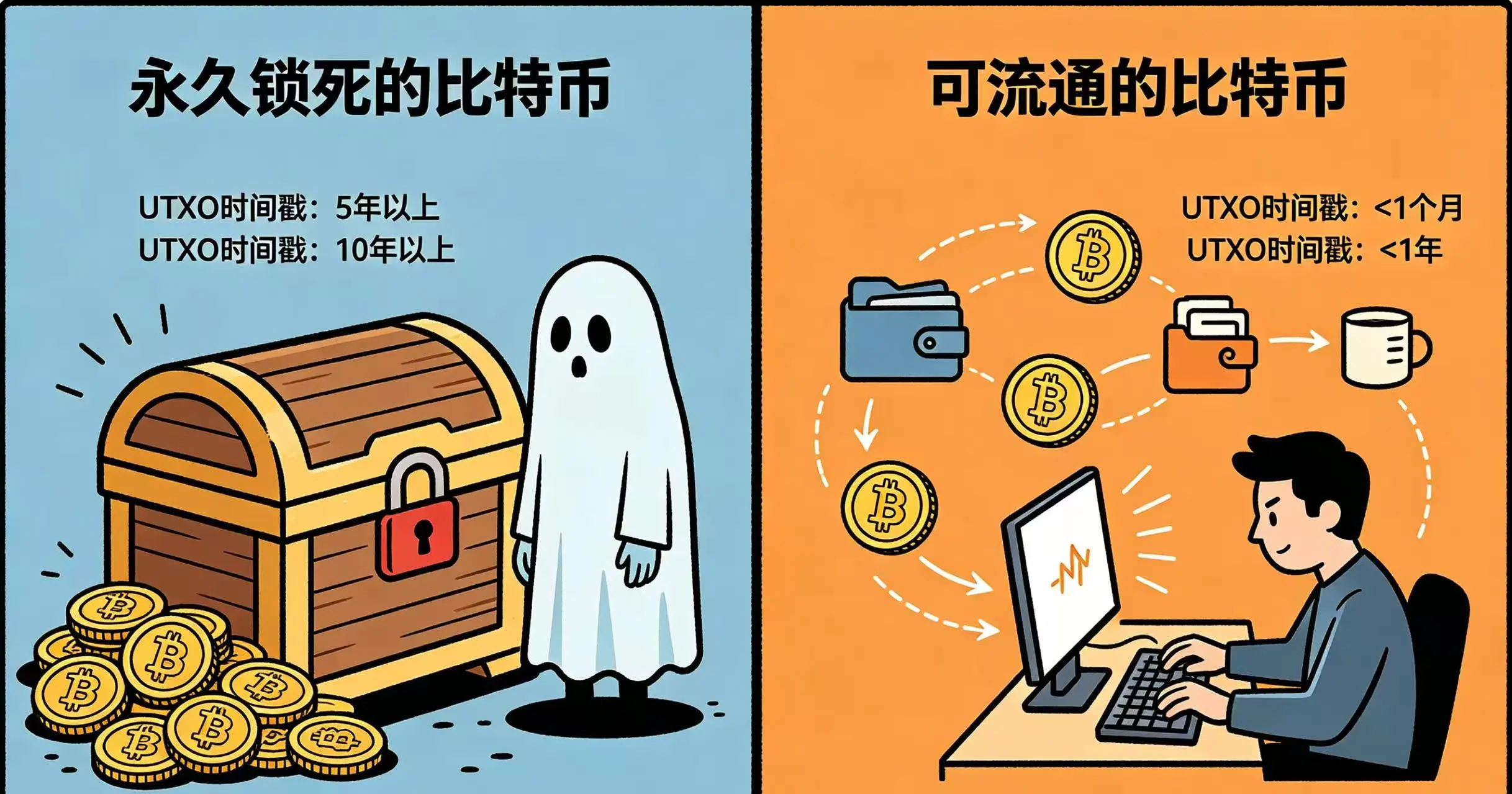 丢失的比特币与可流通比特币对比图 丢失的比特币与可流通比特币对比图