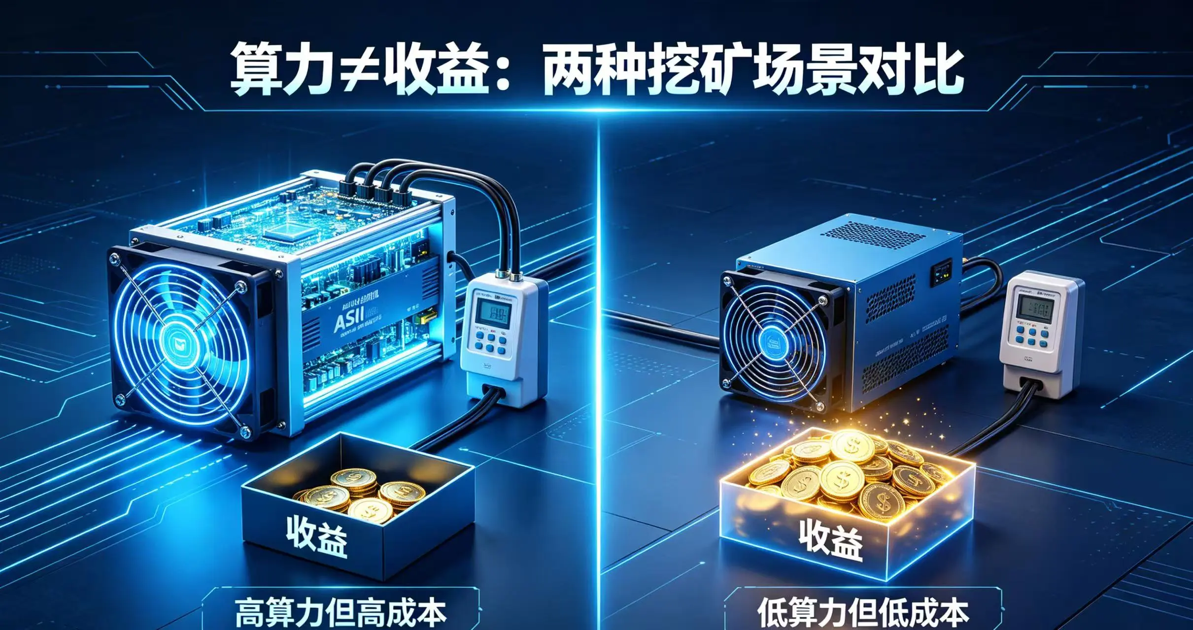 “高算力但高成本” 与 “低算力但低成本” 两种挖矿场景下的收益差异 “高算力但高成本” 与 “低算力但低成本” 两种挖矿场景下的收益差异
