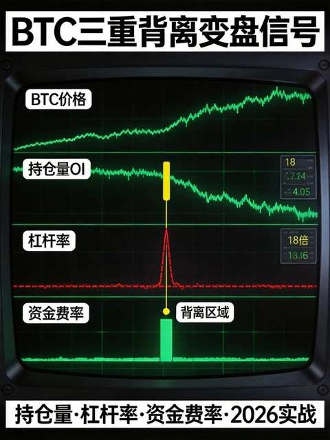 BTC多空数据实战：持仓量、杠杆率与资金费率三重背离，精准预判变盘节点
